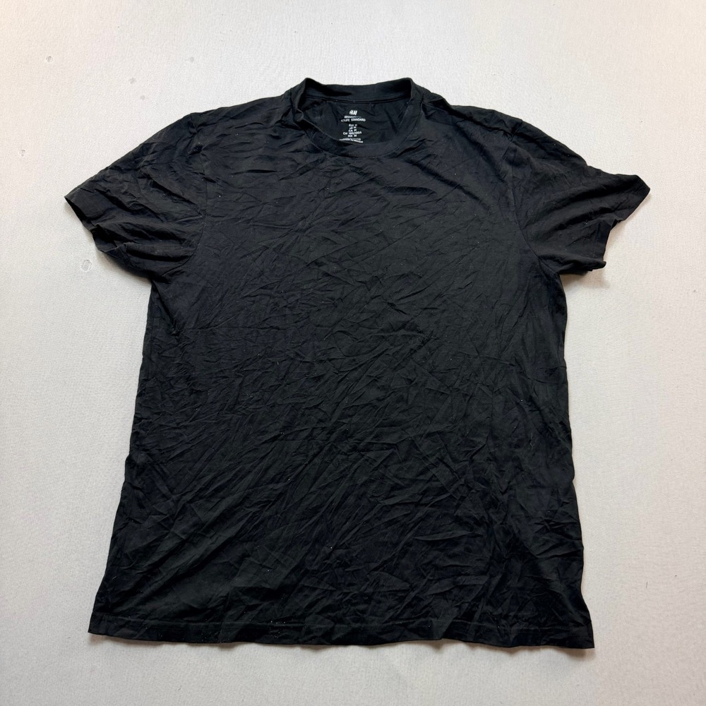 H&M T-Shirt Mens Medium Black Excellent Regular Fit Short Sleeve Crew Neck